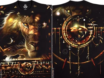  TRIBAL LION-EXOTIC WILDLIFE-T-SHIRT-BLACK